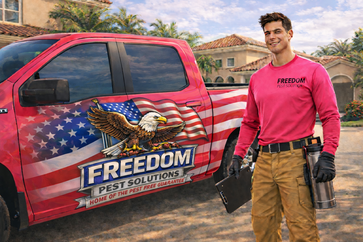 Freedom Pest Technician and Truck